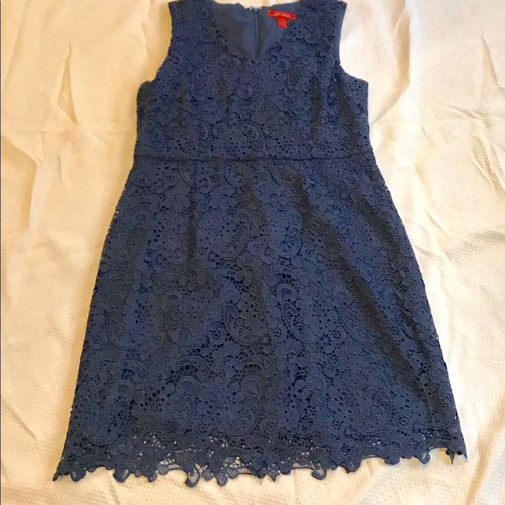 Navy Lace Sleeveless Dress